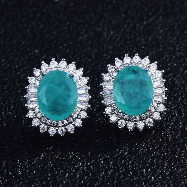 Stud Trendy Natural Paraiba Tourmaline Orecchini in pietra per le donne Orecchino di lusso per le donne Gioielli di fidanzamento per matrimonio 230807