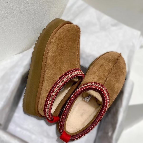 Lüks Bayan Bagaj Wgg Avustralya Tasman Shearling patik tasarımcısı kabarık kar botları açık havada platform ayakkabı tazz sheepskin ayakkabıları popüler erkek süet loafer