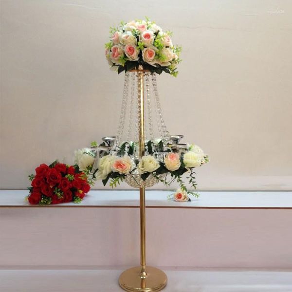Castiçais Vendem 96 cm(A) Mesa de Cristal para Casamento Peça Central Lustre Suporte de Flores Decoração de Banquetepcs