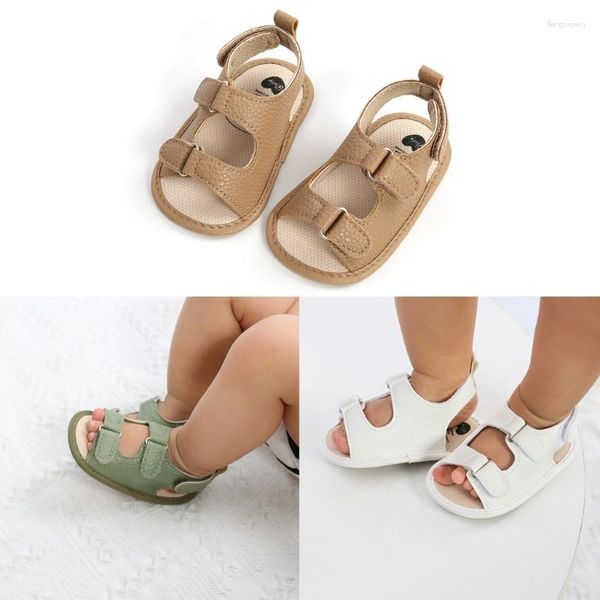 Первые ходьбы младенцы Уокер обувь для малыша без скольжения SU Sandal Sandal Summer Rubber Sole Baby Prewalker для 0-2Y QX2D