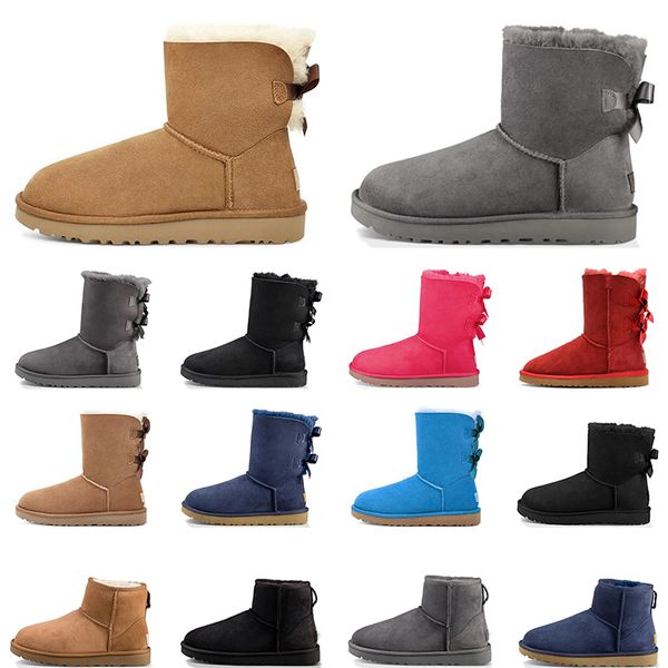 Austrália botas femininas designer botas de neve castanha baixa preto 2 arco cinza rosa azul marinho marrom tornozelo curto botas de inverno tamanho 36-41