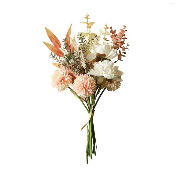 Flores decorativas para festa de casamento, decoração de casa, pano DIY, realista, buquê de flores artificiais, vaso, peça central, centro de mesa, tiro longo