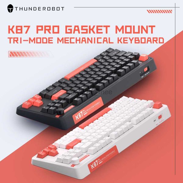 Tastiera meccanica K87Pro THUNDEROBOT 87 tasti RGB interruttore rosso sostituibile a caldo Tastiera wireless 2.4G Bluetooth per Win/Mac/iPad HKD230808