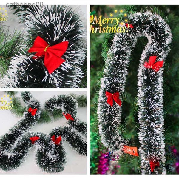 2pc * 2M Weihnachtsdekoration Bar Tops Band Lametta Künstliche Rattan Girlande Banner Weihnachtsbaum Ornamente Weihnachten Party liefert L230621