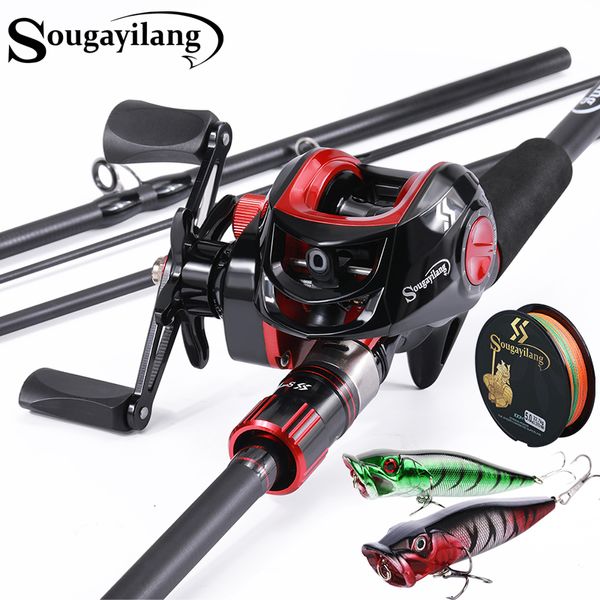 Rod Reel Combo Sougayilang Fishing 1 8 2 1m Fundição de Fibra de Carbono e Baitcasting com Linha Isca para Truta Bass 230809