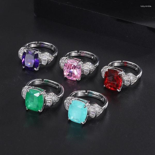 Cluster Ringe 2023 Paraiba Turmalin Großer Edelstein S925 Silber für Frauen Party Ewigkeit Ring Feiner Schmuck Jubiläum Weibliches Geschenk