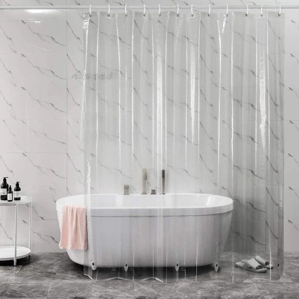 Portaspazzolini Tenda da doccia trasparente Tenda da bagno in plastica bianca impermeabile Fodera trasparente Muffa da bagno rosa PEVA Home Luxury con ganci 230809