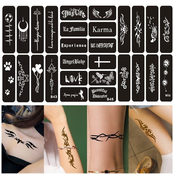 Andere permanente make-upvoorraad 38-150 stksset Henna tattoo stencils voor handen arm lichaam airbrush stencil sjabloon benodigdheden glitter tattoo stencil dames heren 230808