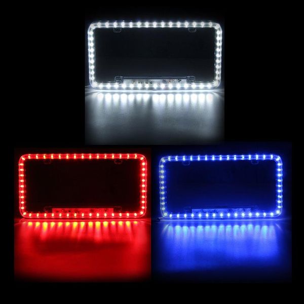 Universal Azul Branco Vermelho Carro 54Iluminação LED Acrílico Plástico Tampa da Placa de Matrícula 203B