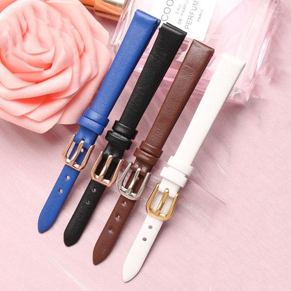 İzle Bantlar İnce Band Cowhide Bilezik Küçük Boyut Orijinal Deri Strap 6mm 8mm 10mm 12mm 14mm Kırmızı Mavi Siyah Kahverengi Bilek Saatleri