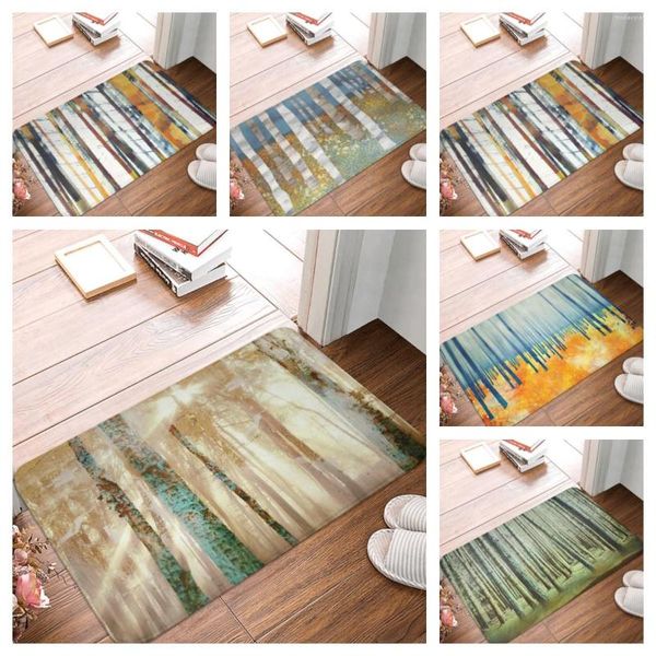 Teppiche Ölgemälde Herbst Retro Blatt Textur Fußmatten für Wohnzimmer Anti-Rutsch-Küche Badezimmer Teppiche Eingang Fußmatte