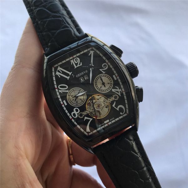 46mm moda preto cerâmica retângulo relógio masculino negócios ultra-fino clássico impermeável anti-risco relógio de pulso