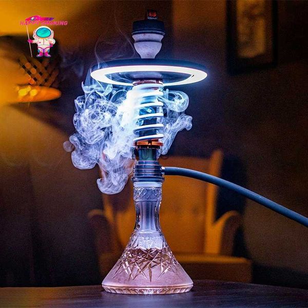 Счастливое курительное светодиодное световое шоу Shisha Ring Lamp Magnet Viscose с дистанционным управлением Chicha Cachimba narguile accesoires hkd230809