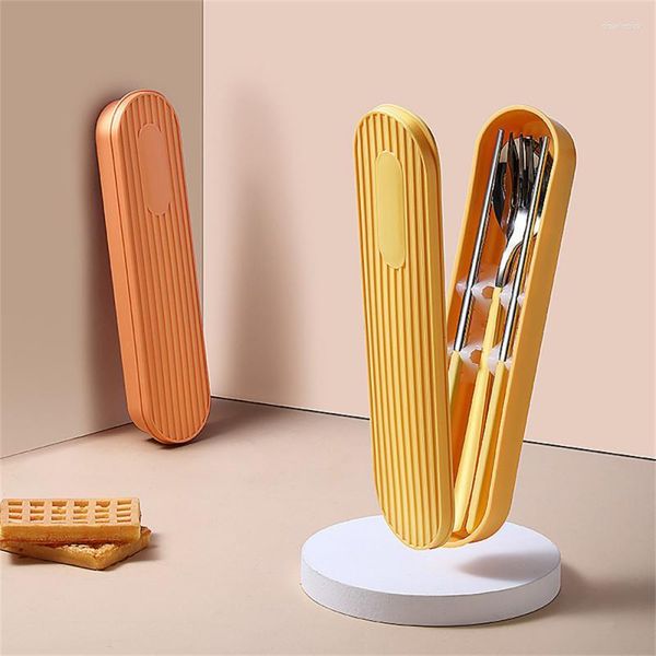 Set di posate Fashion Color Posate portatili Bacchette Cucchiaio Acciaio inossidabile Forniture per bar da cucina Set facile da pulire