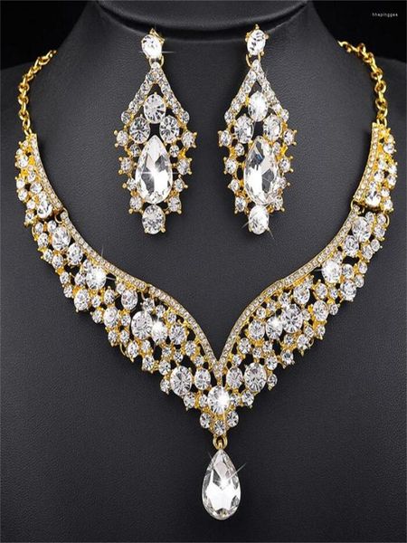 Collana Orecchini Set Placca d'argento Lussuoso gioiello d'imitazione Accessori di gioielli in lega di alta qualità per donna