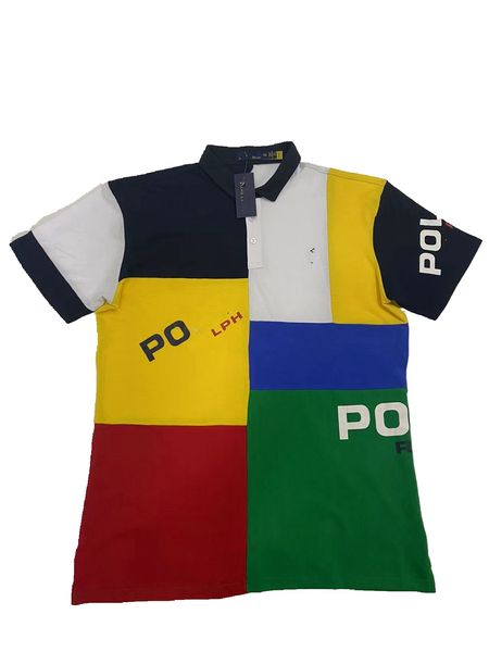 Дизайнерская мужская рубашка Polos Летнее печать дизайн лацка с коротким рукавом. Повседневная мода плюс 100% хлопок