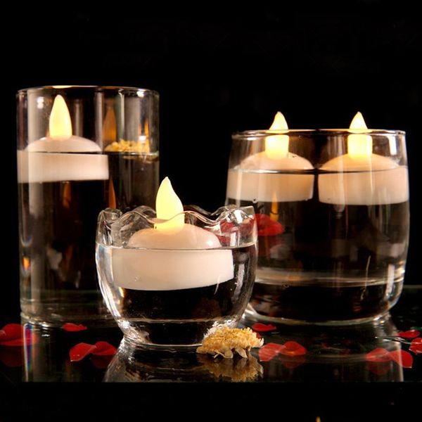 Velas criativas, multicoloridas, à prova d'água, flutuantes, led, luzes eletrônicas, cintilantes, românticas, decorações de casamento, velas flutuantes de água