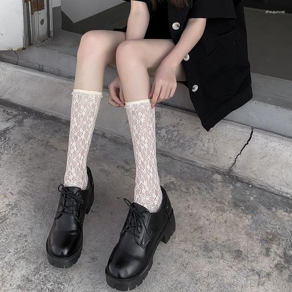 Frauen Socken weiß JK Spitze Strümpfe weibliche Tube japanische süße Lolita Kalb Ins trendy