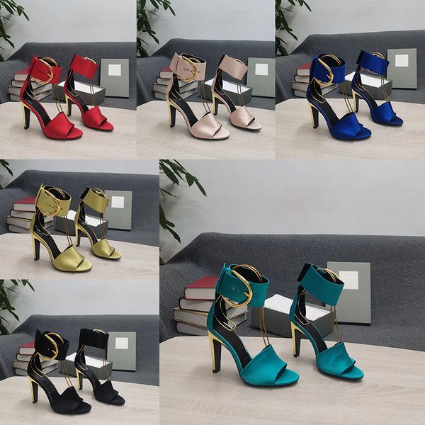 2023 designer di lusso a colore puro tacchi super alti sandali Womens 100% cuoio scarpe eleganti casual Lady sexy tacchi a spillo a punta di punta aperta di sandalo impermeabile 40