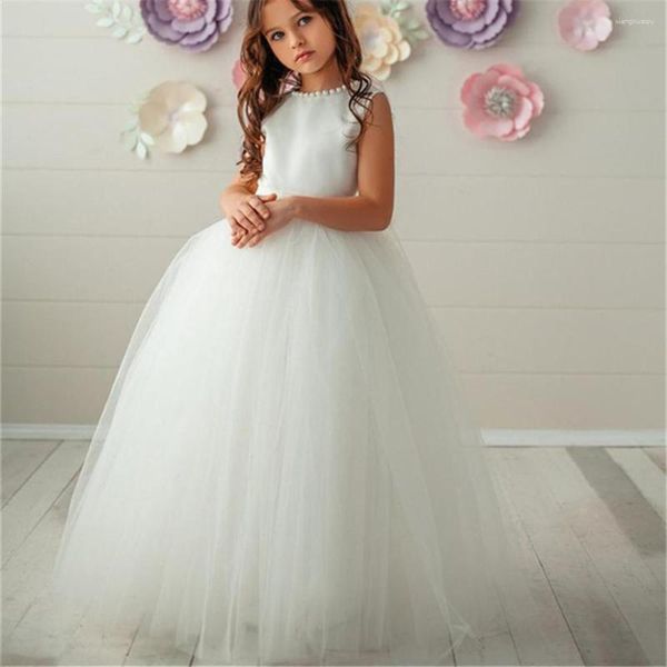 Abiti da ragazza Fiore per matrimoni Scollo gioiello Abiti da spettacolo per ragazze su misura Prom A-line Kid Birthday Party Evening Wears