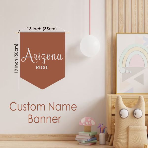 Tapeçarias LVYZIHO Banner de nome personalizado Personalizado Nome do meio Banner de parede Decoração de quarto de bebê neutro Bandeira personalizada para quarto de criança 230809