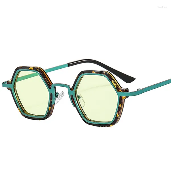 Солнцезащитные очки ретро -многоугольники квадрат женщины мода прозрачная градиент океан