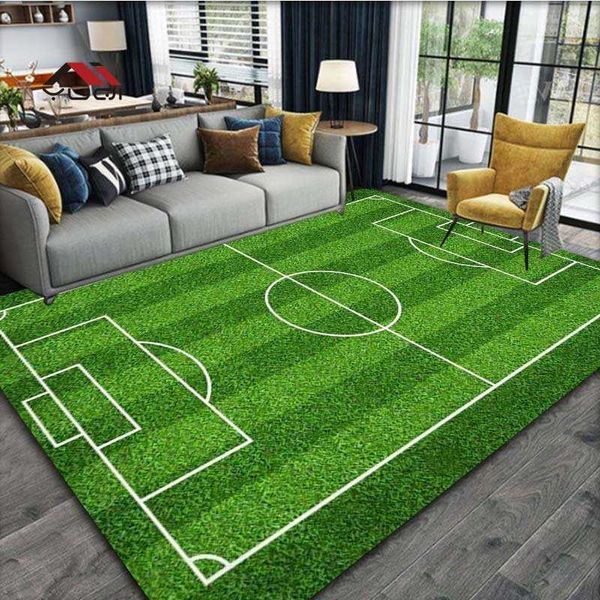 Tapete de padrões de quadra de futebol para quarto de sala de estar esporte de futebol para o chão da cozinha Decoração de casa Decoração de piso não deslizamento HKD230809