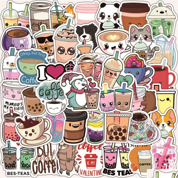 Adesivi per auto 100Pcs Cute Cartoon Pearl Milk Tea Pack per ragazza Boba Bubble Teas Decal Sticker per fai da te Lage Laptop Guitar Drop Delivery Dho8M