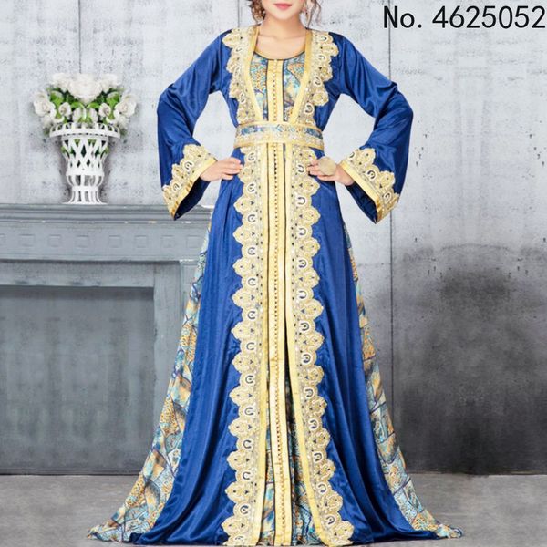 Abbigliamento etnico Caftano marocchino Dubai Turchia Abito musulmano Donna Blu Abaya Elegante signora Abbigliamento islamico Jelaba Eid Mubarak Djellaba Femme 230808