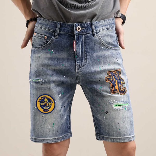 Shorts masculinos calças casuais distintivo de pintura jogando patch masculino produtos altos mesmo DSQ