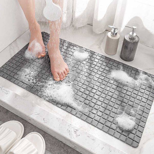 Простой PE без скольжения коврик для быстрого дренажного душевого коврика Дизайн решетки Анти скольжения коврик для ванны с всасывающими чашками для ванной комнаты HKD230809