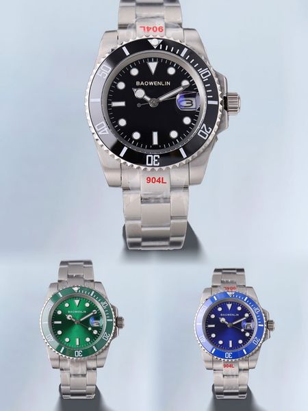 Trendige automatische mechanische Herrenuhr mit 3 klassischen Farben: Blau, Grün, Schwarz, heiß verkaufte Farbe, 40 mm faltbare Schnalle aus 904L-Stahl und Designeruhren mit engem Boden