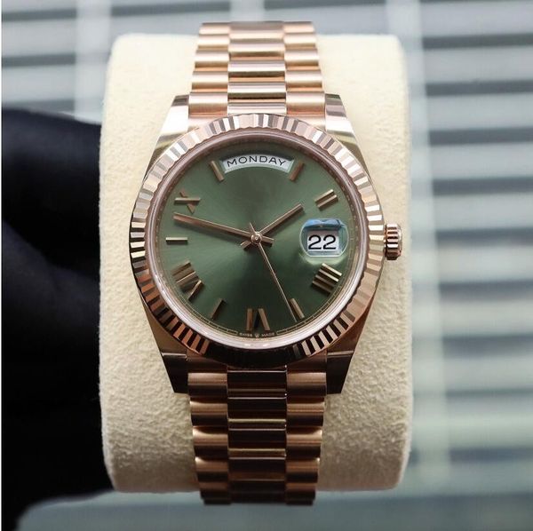 2023 QC Mens Watches Green Roman Dial Rose Gold 41 мм 228235 Исследования из нержавеющей стали из нержавеющей стали