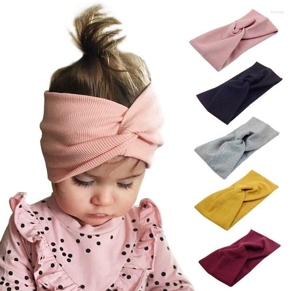 Acessórios de cabelo Tiara de bebê com nó de desenho animado Largo elástico turbante Cor sólida Tiaras para meninas Crianças