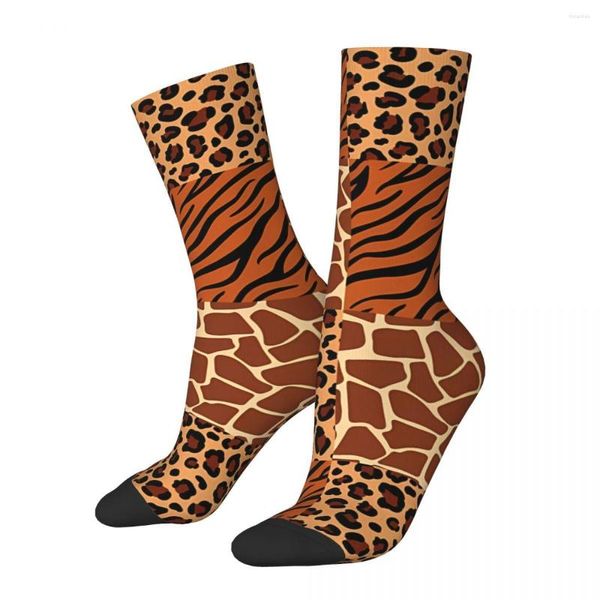 Meias masculinas Leopardo Girafa Estampa Tigre Kawaii Compras Padrão Desenho Animado