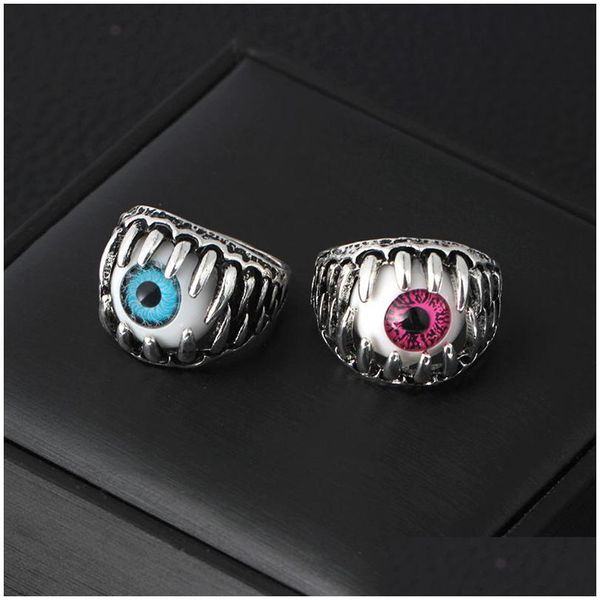 Cluster Rings Halloween Evil Eye Mens Individuazione Creativo Blu Rosso Bulbo oculare Per le donne Moda Punk Accessori per gioielli Regalo Drop Del Dhdak