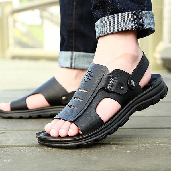 Sandalet erkekler hafif rahat yaz plaj ayakkabıları rahat sert giyen erkek erkek yumuşak pvc açık terlik yürüyüş slaytlar