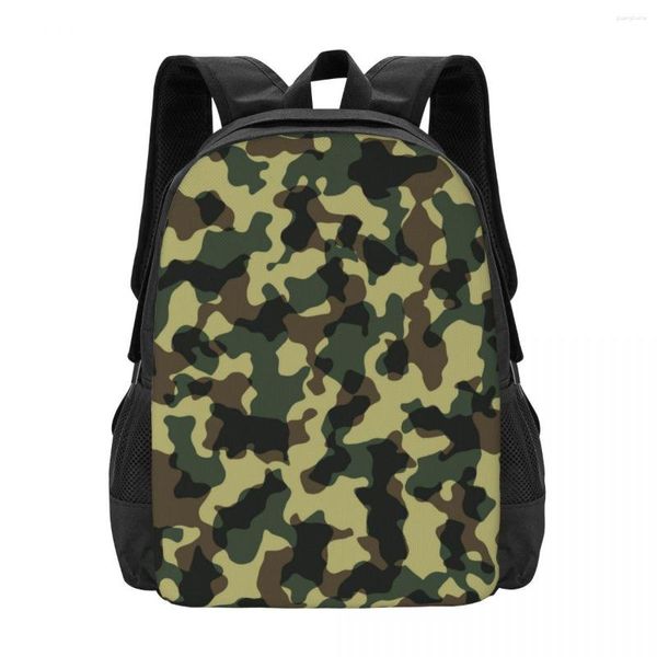 Schultaschen, grün, Camouflage, schlicht, stilvoll, für Studenten, wasserdicht, große Kapazität, lässiger Rucksack, Reise-Laptop-Rucksack