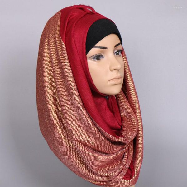 Cachecóis (12 peças/lote) Cachecol de Algodão Glitter Design Muçulmano Shimmer Hijab Feminino Xales Longos GBS410