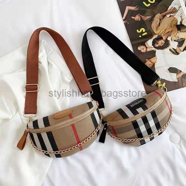 Marsupi Nuova borsa Borsa a tracolla in tela da donna Borsa a tracolla scozzese Moda catena semplice Una spalla posteriore Fashion Fairy Bagsstylishhandbagsstore