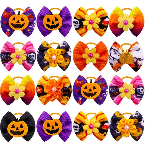 Vestuário para cães 20 peças Halloween Pet Cat Hair Bows com elásticos para cachorrinhos Fornecedor de acessórios de higiene 230809