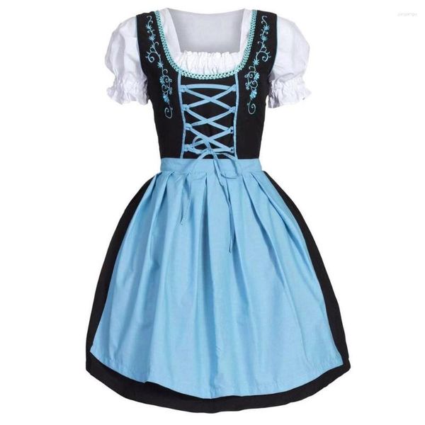 Abiti casual Per donna Tedesco Oktoberfest Dirndl Costume Vestiti Per Medievale Cosplay Feste Con lacci Benda Estate Vintage Feste