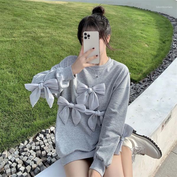 Felpe con cappuccio da donna Fernan Kawaii Bow Felpa con cappuccio da donna Felpa girocollo a maniche lunghe Stile coreano Autunno 2023 Pullover carino casual oversize di moda