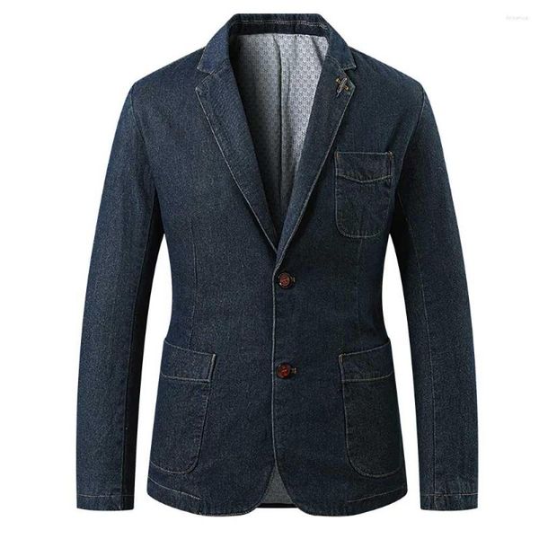 Giacche da uomo Fashion Trend Denim Blazer Jacket Uomo Casual Suit Coat Jeans da ufficio Capispalla Plus Size Abbigliamento per il tempo libero