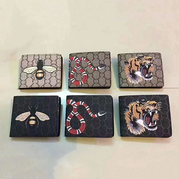 Mit Box Designer kurze Brieftaschen für Männer Frauen Leder Tier Schlange Tiger Biene Luxus Mode -Kartenhalter
