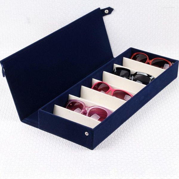 Bolsas para joias com 8 compartimentos para armazenamento de óculos, caixa para óculos de sol, suporte para exibição de óculos
