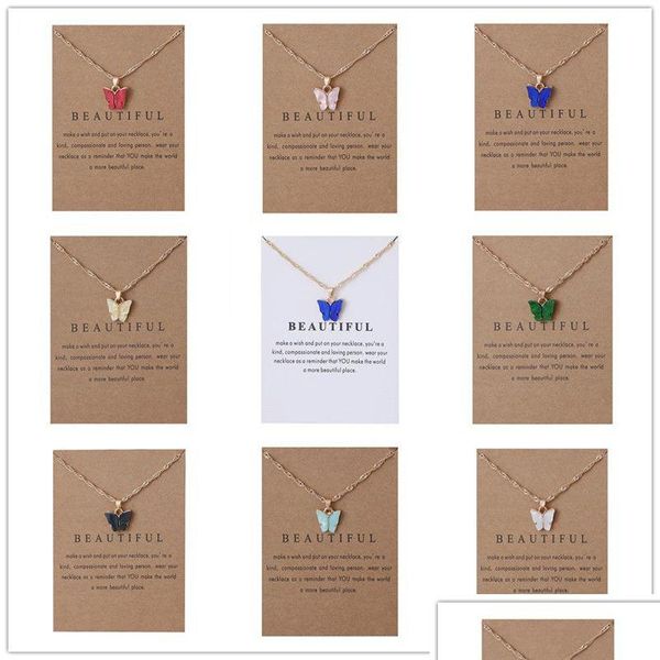 Anhänger Halsketten Koreanische Acryl Nette Schmetterling Halskette Für Frauen Süße Tier Aussage Schmuck Mit Geschenken Karte Drop Lieferung Anhänger Dhzrh