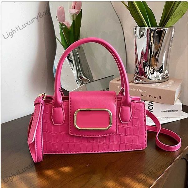 Bolsa Barbie Rosa Moda Textura de Pedra Pequena Bolsa Quadrada Bolsas Transversais Para Mulheres Designer de Luxo Alta Qualidade Bolsa de Noite Carteiras Transversais Bolsas Femininas 230809