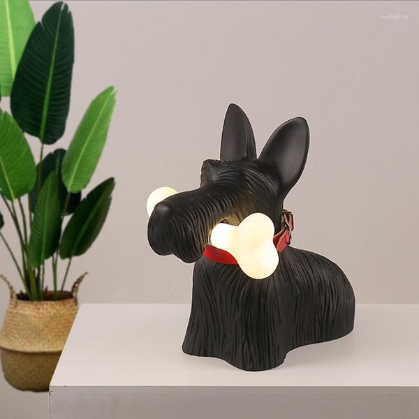 Tischlampen Moderne Kinderzimmer Schwarz/Weiß Hund Schreibtischlampe Für Schlafzimmer Nachttisch Kinderdekoration Nordic Tier Nachtlicht