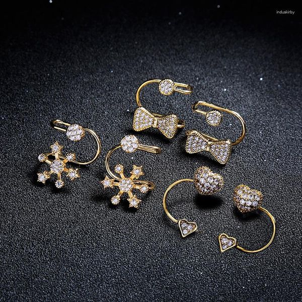 Brincos traseiros românticos cristal cobre gravata/clipe de flor para mulheres clássico bonito presente encantador jóias artesanais acessórios atacado